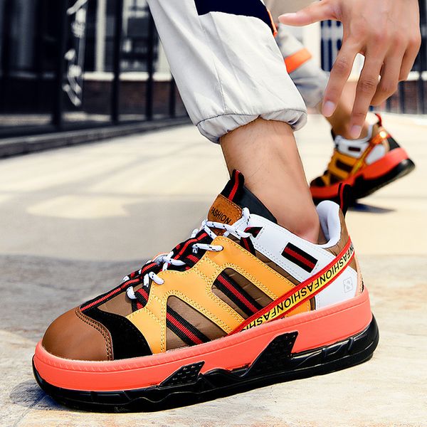 

2021 autumn orange chunky shoes men comfortable casual sneakers shoes for men fashion luxury shoes trainer men zapatillas hombre