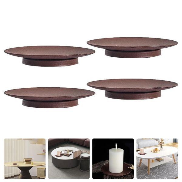 

candle holders 4pcs iron craft plates deskholding dishes rounded trays