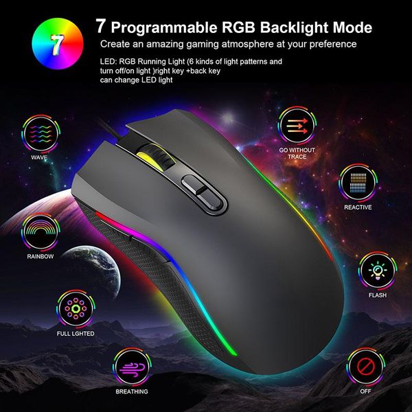 

mice glowing mouse gaming wired usb optical computer 7 programmable keys vdx99