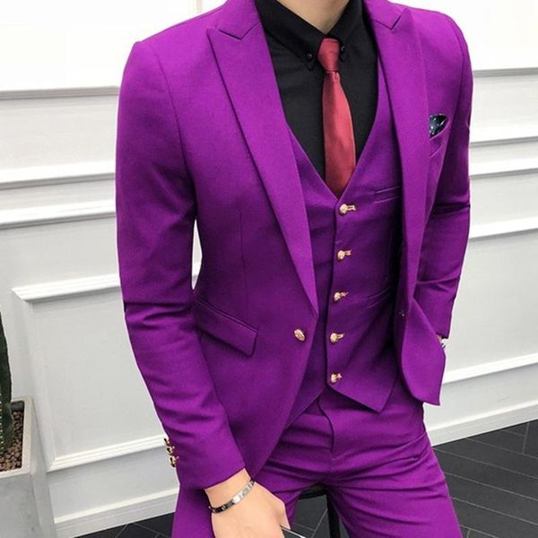 

men's suits & blazers spring custom made fashion gentlemen purple men slim fit groomsmen tuxedo for wedding dress dinner party male clo, White;black