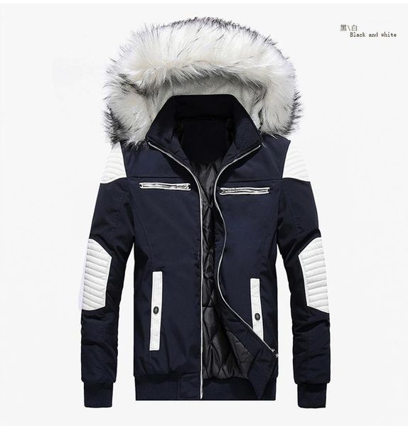 

men winter jackets thicken warm fur hooded parkas homme zipper casual outwear overcoat mens and coats men's, Black;brown