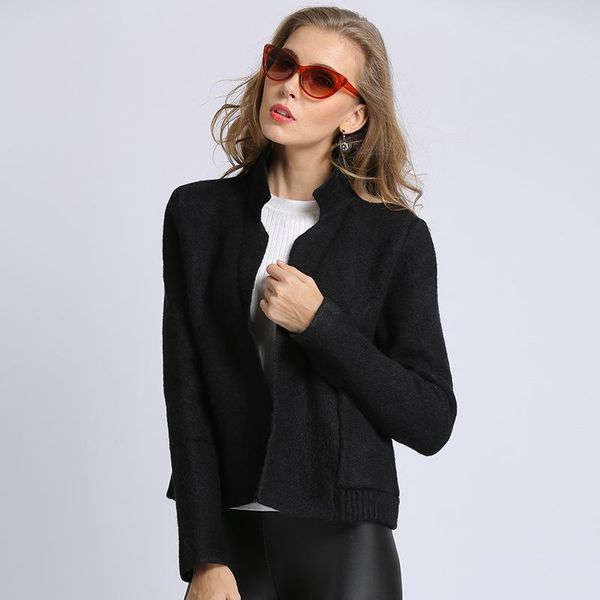 

women's sweaters loose long sleeve knitted women sweater cardigans autumn winter jersey pocket design thicken jacket, White;black