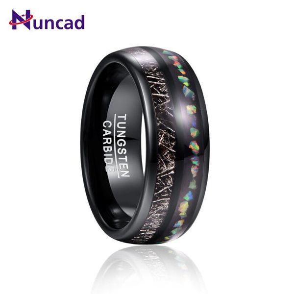 

wedding rings 2021 8mm width men's ring imitation vermiculite opal granules fully polished electroplated black dome tungsten carbide, Slivery;golden