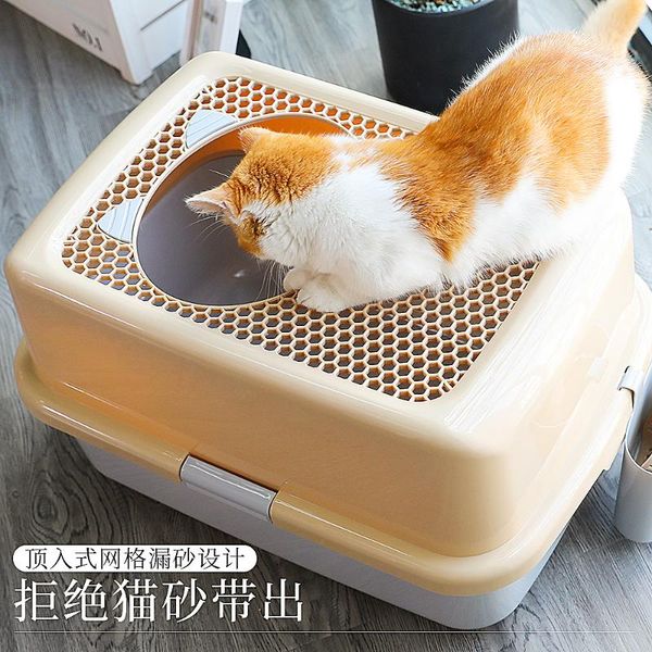

other cat supplies extra large litter box furniture semi-closed sifting sandbox konijn toilet arenero gato pet products oo50ms