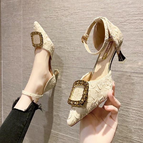 

sandals wedding shoes rhinestone summer heels shallow mouth 2021 women's comfort girls fashion retro high pointed stiletto, Black
