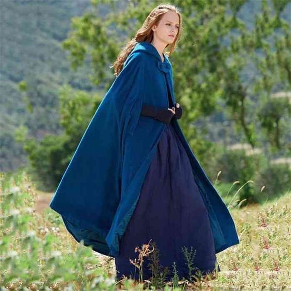 

women cashmere shawl medieval outwear irregular hooded cloak thin vintage gothic cape poncho casual maxi long cardigan coats, Black