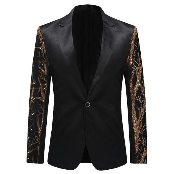 

men's jackets mens gold sequins slim fit black balzer hip hop stage singers prom dress suit jacket party men, Black;brown
