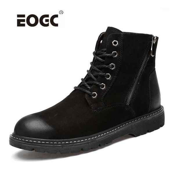 

boots comfort plush fur men genuine leather snow waterproof warm outdoor autumn and winter shoes1, Black