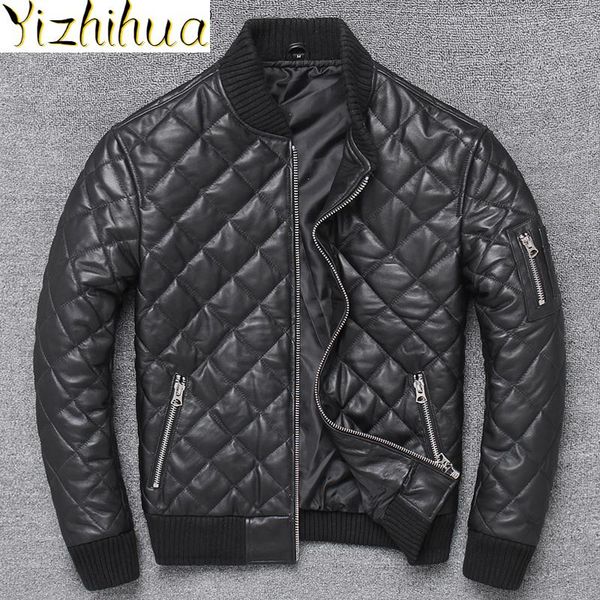 

men's leather & faux azazel genuine sheepskin jacket men winter clothes mens jackets korean autumn coat baseball coats erkekler ceket l, Black