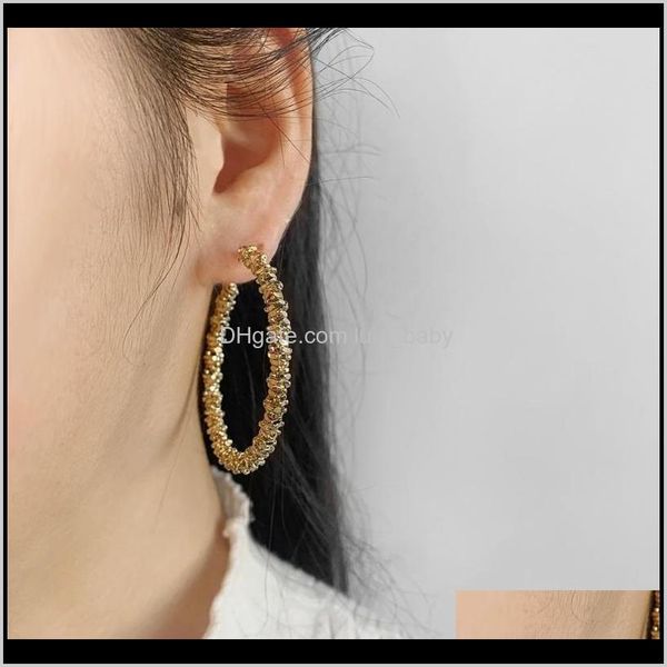 

& hie drop delivery 2021 irregular gold color big circle hoop for women hand-woven maxi chain earrings jewelry gifts wholesale hsykd, Golden;silver