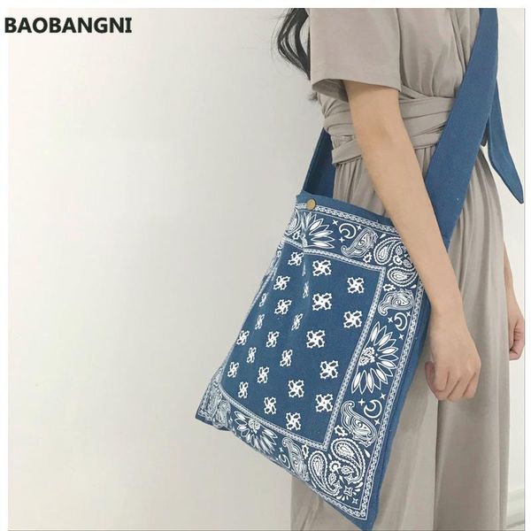 

totes boho chic wide strap slouch bag women bohemian style printing messenger teenager casual big size handbag