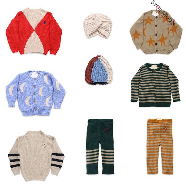 

cardigan 2021 autumn winter bobo c brand kids sweaters boys girls fashion print knit baby children cotton clothes, Blue