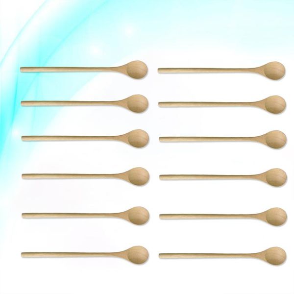 

spoons 12pcs/lot round wooden for cooking honey server tea coffee stirring spoon