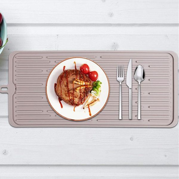 

table runner food grade foldable silicone dish drying mat non-slip placemat tableware drain pad heat resistant
