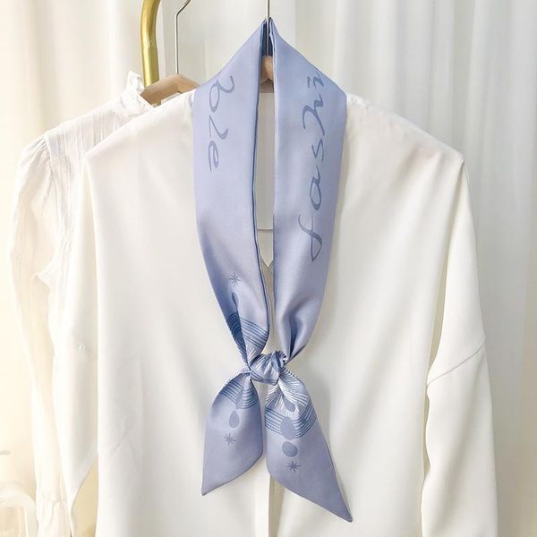 

scarves 2021 silk scarf women shawl wrap printed square female scarfs long bandana hijab foulard, Blue;gray