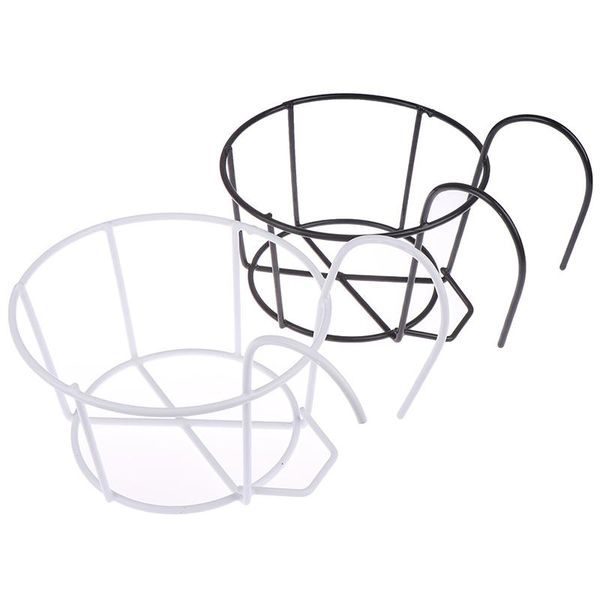 

metal iron flower pot hanging balcony garden plant planter home decor basket black and white planters & pots