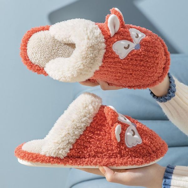 

slippers winter women men flips flops warm shoes cartoon cute fashion platform home slides non-slip couple flats indoor, Black