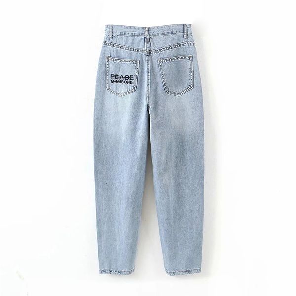 

women's jeans women fashion embroidery mom streetwear pockets denim harem pants ladies zipper cowboy long trousers jean femme1 avw7, Blue