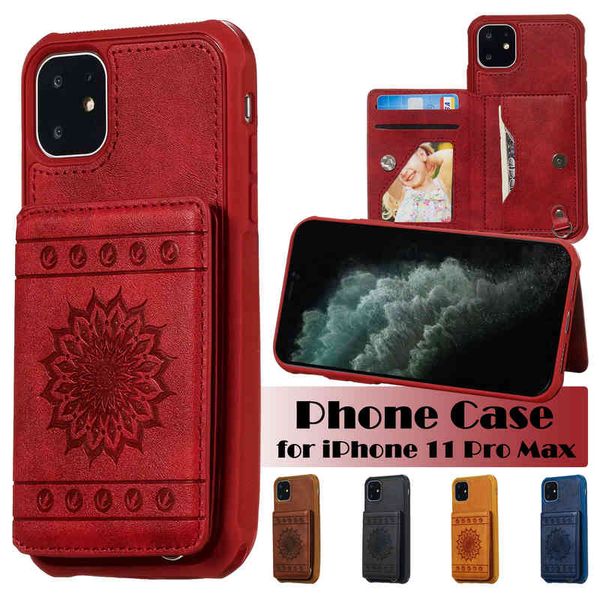 

pu leather phone cases for iphone 12 11 pro x xr xs max 7 8 plus, sunflower pattern kickstand shockproof case with card holder slots, 100pcs