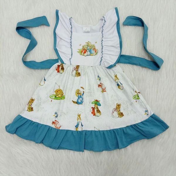 

little girl clothes baby easter dresses day with rabbit short sleeve frocks belt, Red;yellow