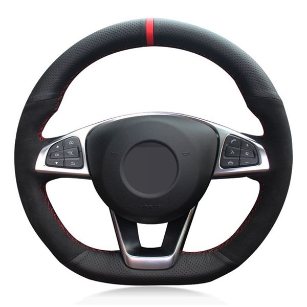 Coprivolante in pelle scamosciata nera per Mercedes Benz C200 C250 C300 B250 B260 A200 A250 Sport CLA220