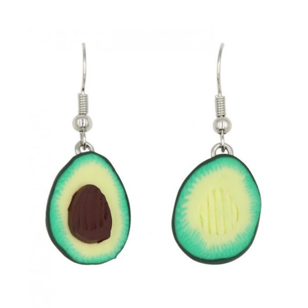 

dangle & chandelier creative design green miniature avocado earrings asymmetric pair healthy food funny lover trend gift, Silver