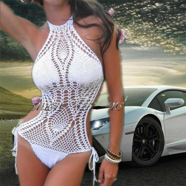 

one-piece suits 1 pcsbikinisuit women's bathrobe european and american swimsuit handmade knitted ladies