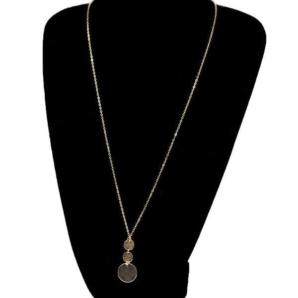 

pendant necklaces ladies necklace sweater chain geometric circle retro women, Silver