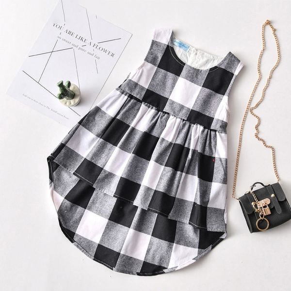 

girl's dresses summer kids clothes children's children clothing girl plaid dress girls 8pfm, Red;yellow