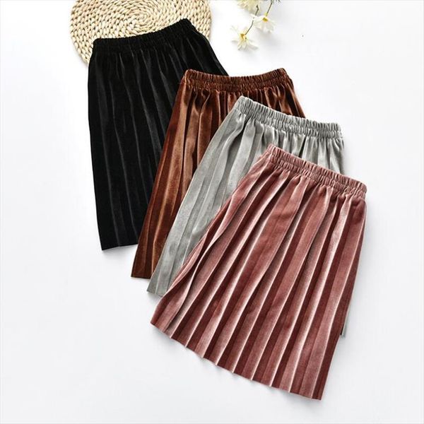 

spring autumn winter children clothes women skirts velvet kids pleated girl baby toddler school girls, Blue