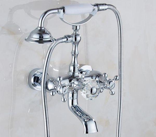 

bathroom shower heads luxury metal bathtub faucet antique crystal wall-mounted telephone handle european style brass set