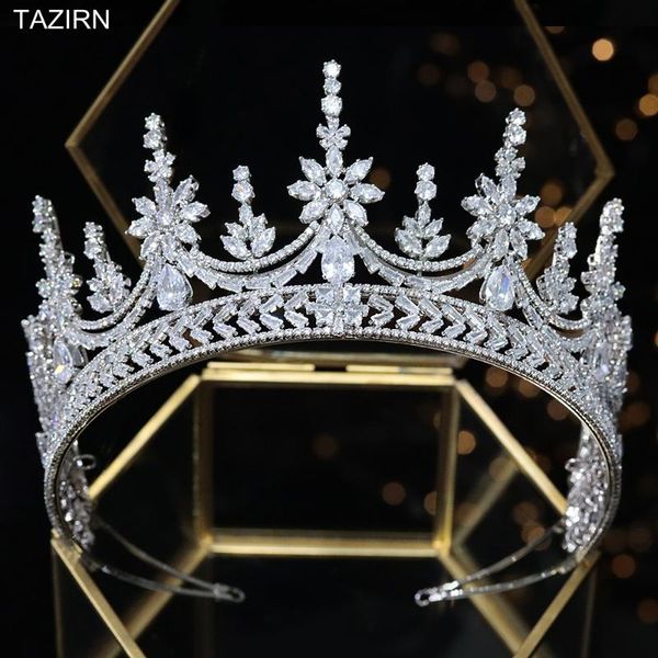

hair clips & barrettes elegant crowns zircon tiaras wedding accessories cz bridal dress jewelry queen diadem birthday gifts women headpieces, Golden;silver