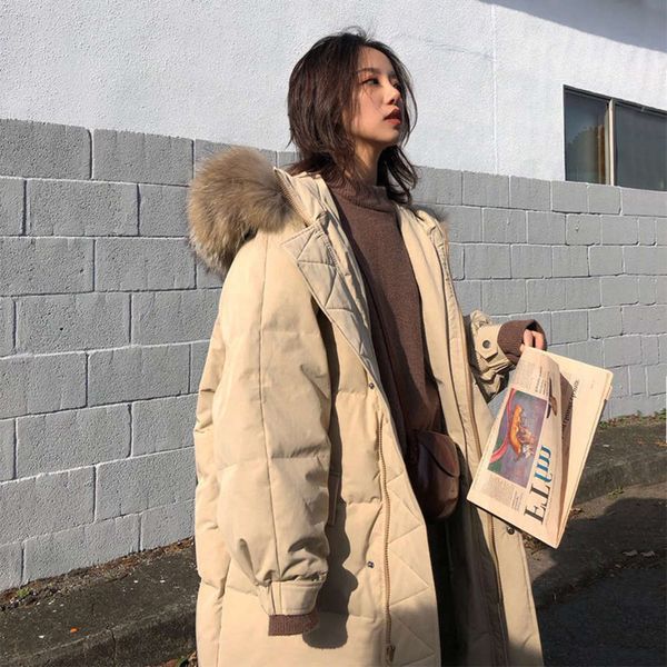 

down cotton padded winter wool collar design sense women version popular, Black