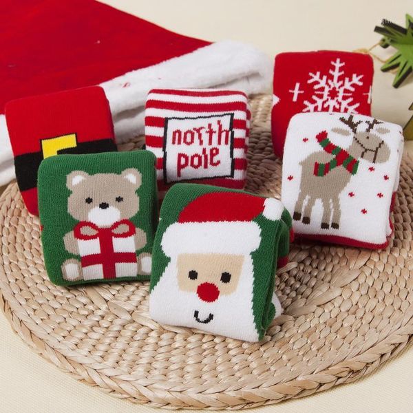 

christmas decorations 2021 autumn and winter combed cotton terry socks thickened baby children's & mid-tube gifts