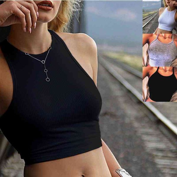 

ribbed tank crop vest solid harajuku korean female off shoulder knitted white summer women