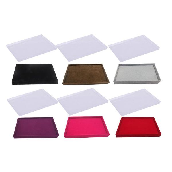 

jewelry pouches, bags velvet multifunction display tray necklace ring organizer earrings showcase storage box, Pink;blue