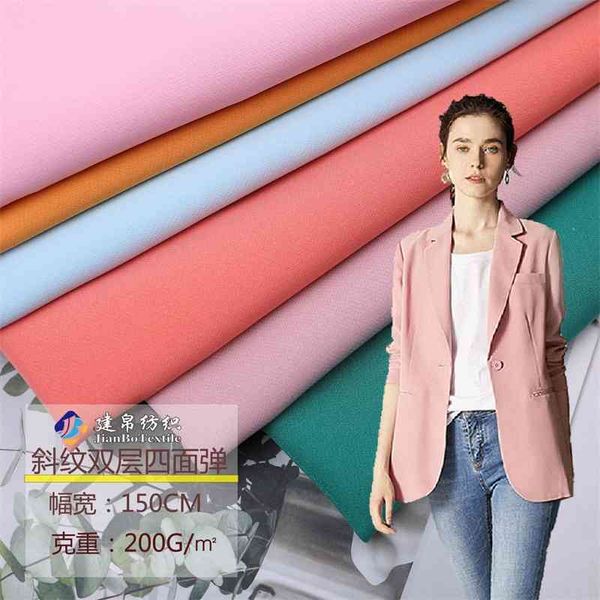 

75d twill double layer new blazer polyester four side elastic fabric, Black;white