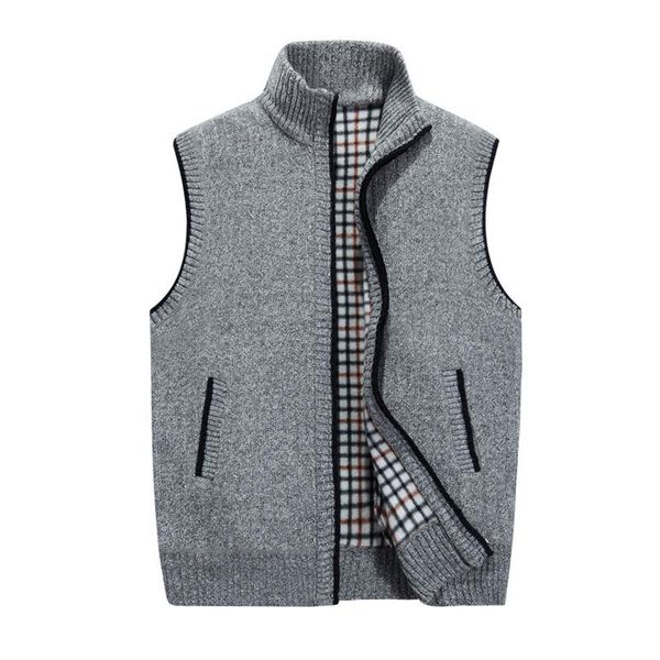 

men fleeced warm cardigan sweater sleeveless jacket outwear knit vest for autumn winter plus size thick 163910105 men's vests, Black;white
