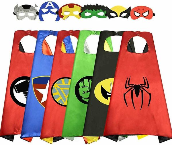 

2020 superhero capes with masks for kids birthday party supplies party favor halloween costumes dress up girls boys cosplay q0910, Blue