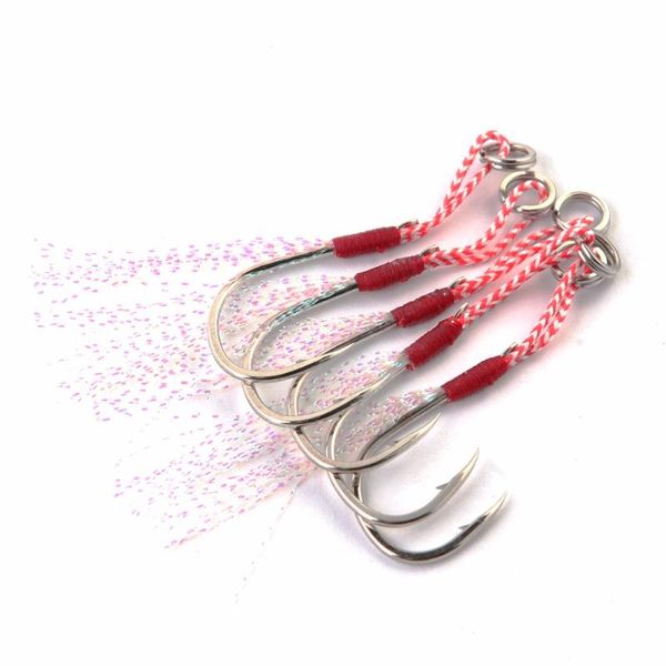 

fishing hooks 10pcs hook assist stainless steel jigging boat jig fish feather rope metal overweight accessory strong
