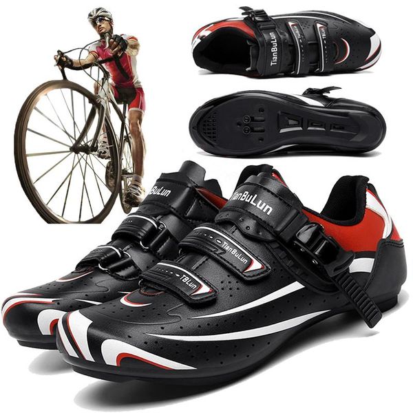 

four seasons men's lockless mountain road bike cycling shoes breathable lightweight outdoor sports footwear, Black