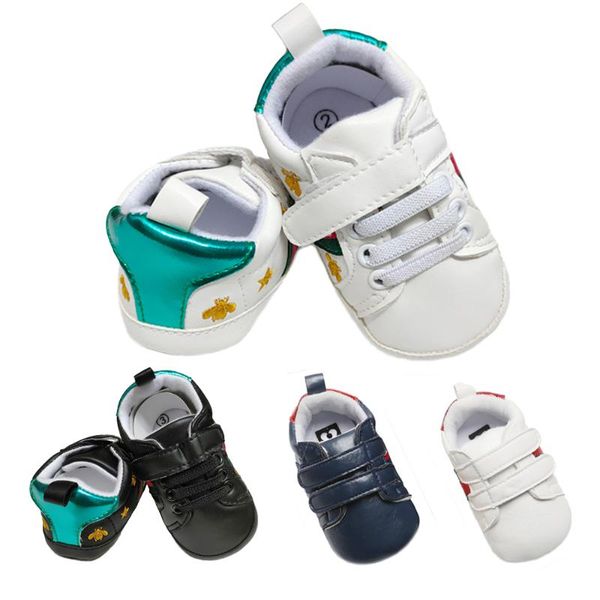 

first walkers fashion leather born baby shoes white pu patch buckle strap infant boy girl toddler