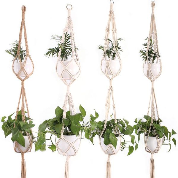 

other garden supplies 1pc hanging baskets flowerpot plant holder pot macrame hanger planter basket jute rope braided craft vintage decor