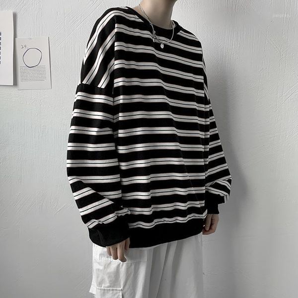 

men's jackets sweatwear color-blocking striped korean spring loose hedging all-match casual long-sleeved clothes cotton for male, Black;brown