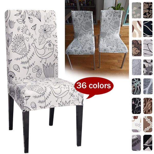 

chair covers funda de silla spandex elastic printing dining cover anti-dirty kitchen seat case stretch for banquet