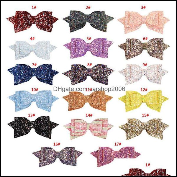 Favore Evento Forniture per feste festive Casa Giardino Glitter Paillettes Clip Kid Bow Tornante Bambini Aessories Ragazza Large Bowknot Barrette Baby Ha