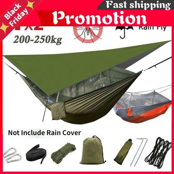 

tents and shelters 1-2 person portable outdoor camping hammock with mosquito net high strength parachute fabric hanging bed hunting sleeping