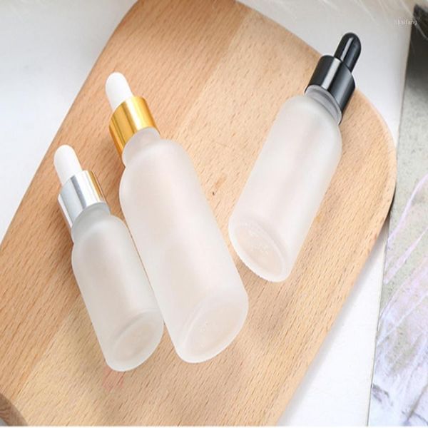 

storage bottles & jars 15ml frosted glass dropper bottle empty essential oil serum with gold sliver black cap