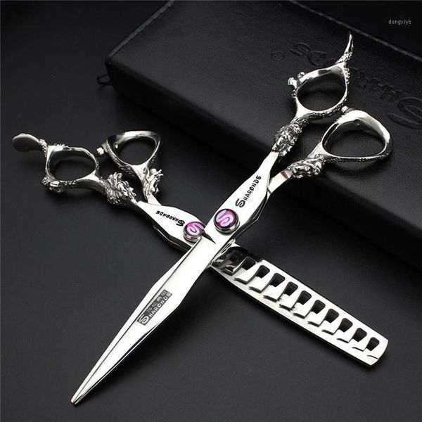 

6/7 inch sawtooth barber hairdresser professional hair scissors stainless steel cut cliper thinning set1