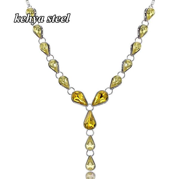 

pendant necklaces metal necklace handmade ethnic chain link water drop choker wedding trendy jewelry women collar present, Silver